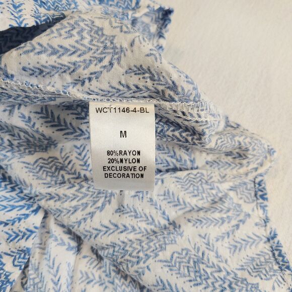 Anthropologie THML M Abstract Flutter Dainty Floral Sleeve Top Blouse Preppy - Picture 5 of 8